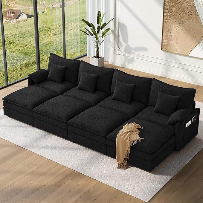 Vesgantti 142" Oversized Sectional Sofa Bed, 8-Seater Modular Sleeper Cloud