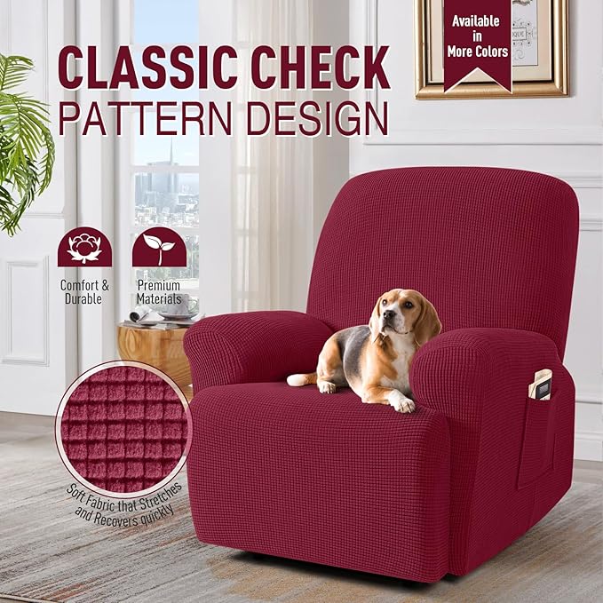 TAOCOCO Recliner Cover 4-Pieces, Recliner Stretch Sofa Slipcover, Recliner