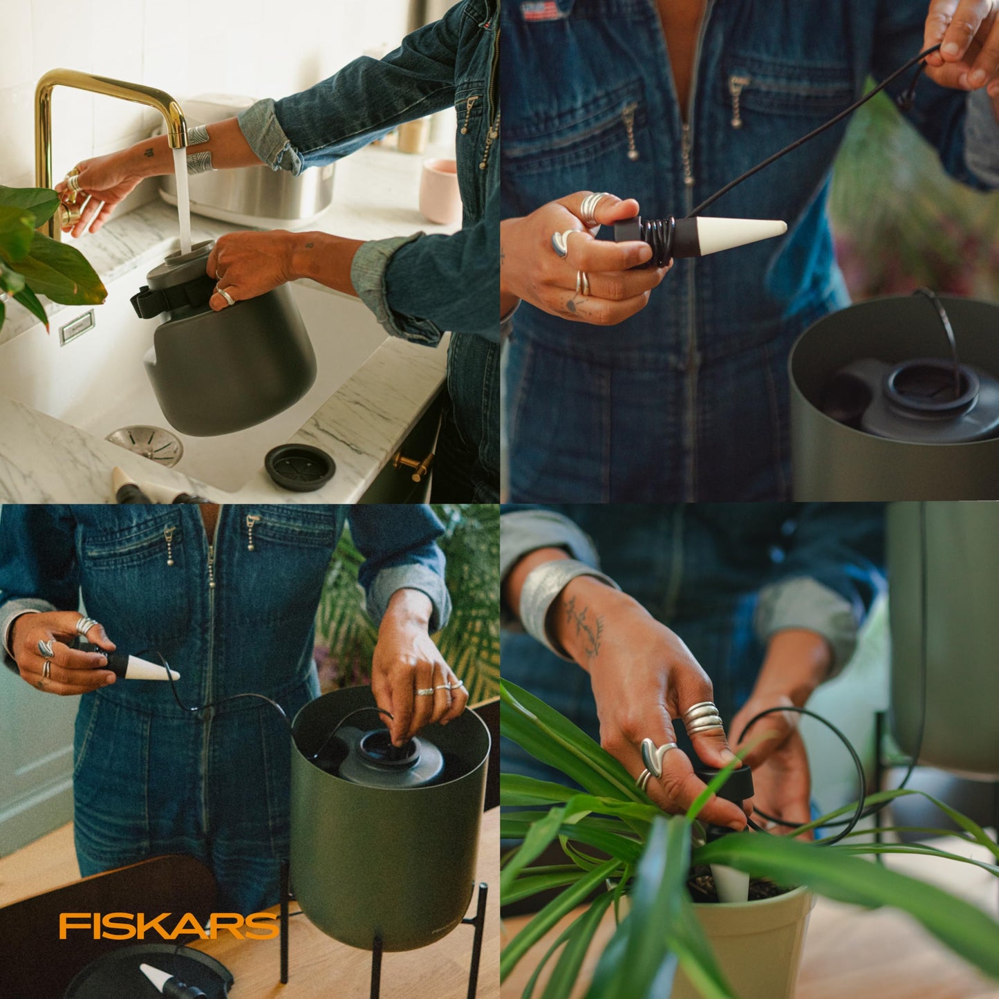 Fiskars LifeWell Watering Cone Set, 2-Pack, Add-On for LifeWell Watering System, Ceramic Cones with 33" Hose