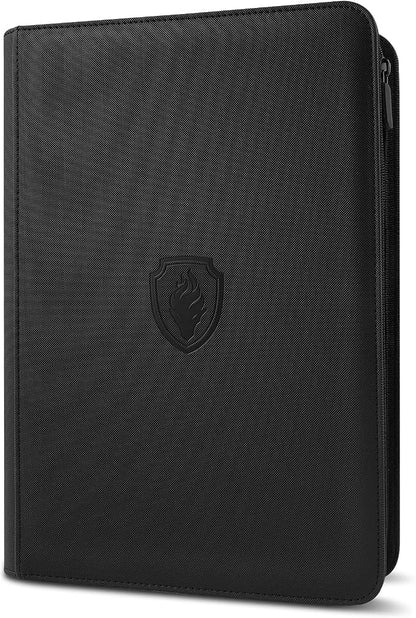 Premium Zip Card Binder, Fabmaker 9 Pocket Trading Card Binder, PU Cover Zipper Card Collection Album, Sturdy 360 Side-Loading Card Folder Holder for Game & Sports Cards, Black