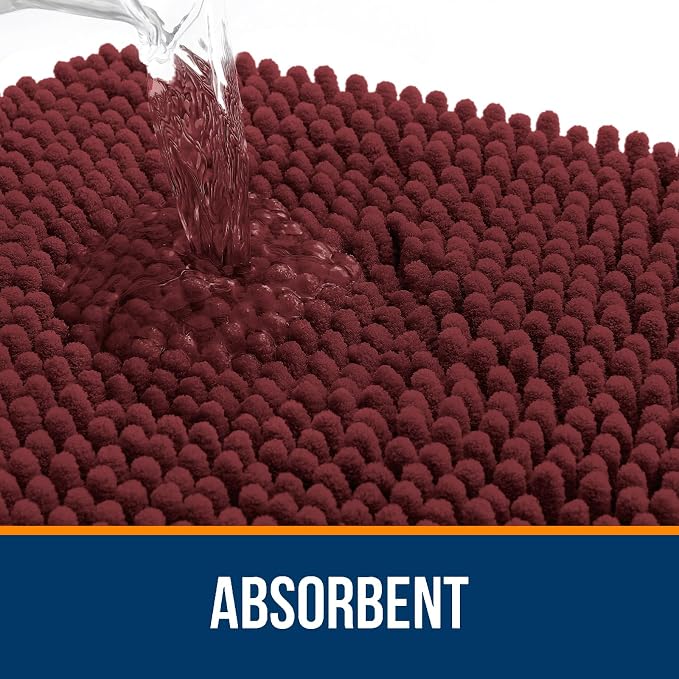 OLANLY Large Bathroom Rugs 70x46, Soft Absorbent Chenille Bath Rugs, Rubber Backing Quick Dry, Machine Washable Bath Mats for Bathroom Floor, Tub and Shower, Home Decor Accessories, Andorra Red-Brown