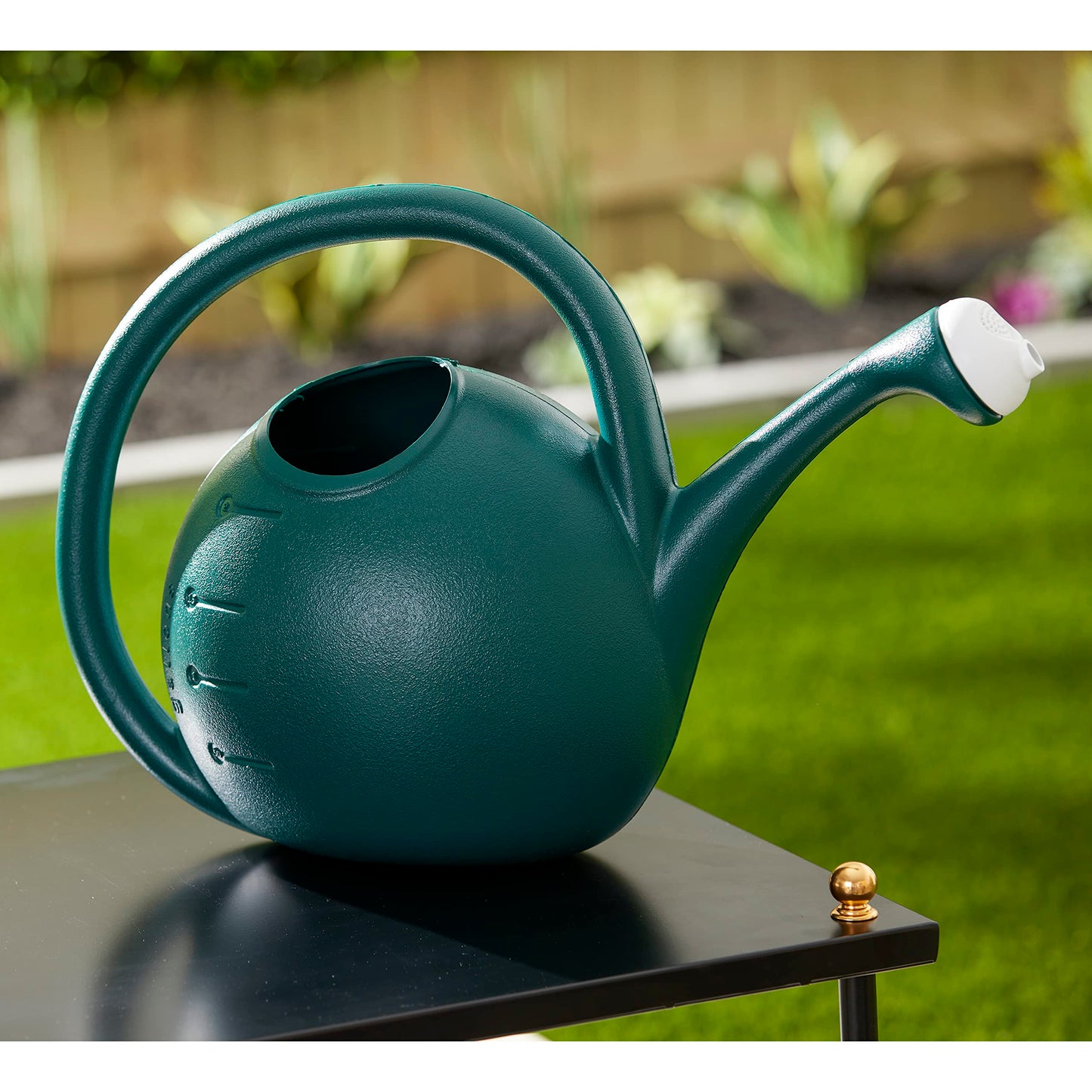 2-Gallon Premium Plastic Rosette Watering Can - The HC Companies 11"x21"x13.75" in Evergreen Color