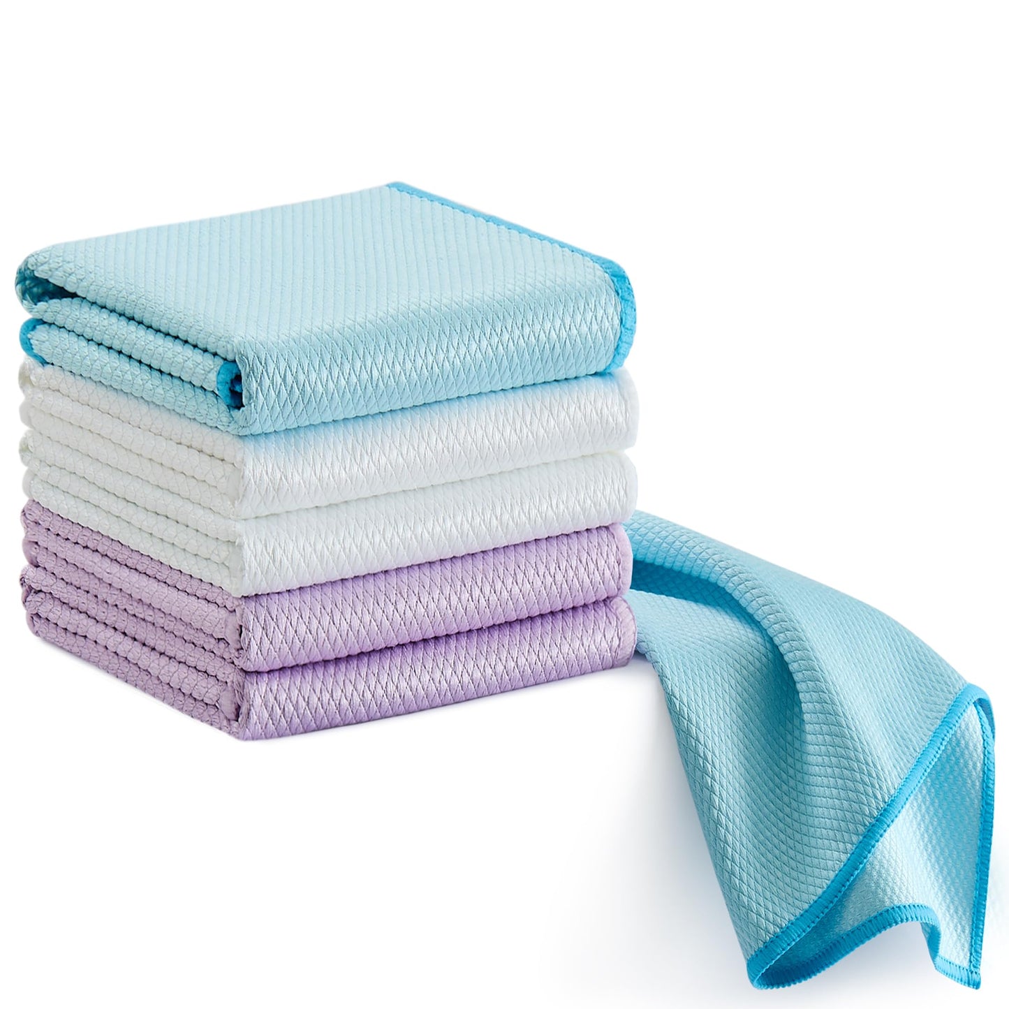 Tekswip Microfiber Glass Cleaning Cloth 6 Pack, 15.5x15.5 Inch Magic Cleaning Rags, Lint Free Streak Free Reusable Towels for Windows, Mirrors, Cars, Screens, Kitchen and Stainless Steel Surface