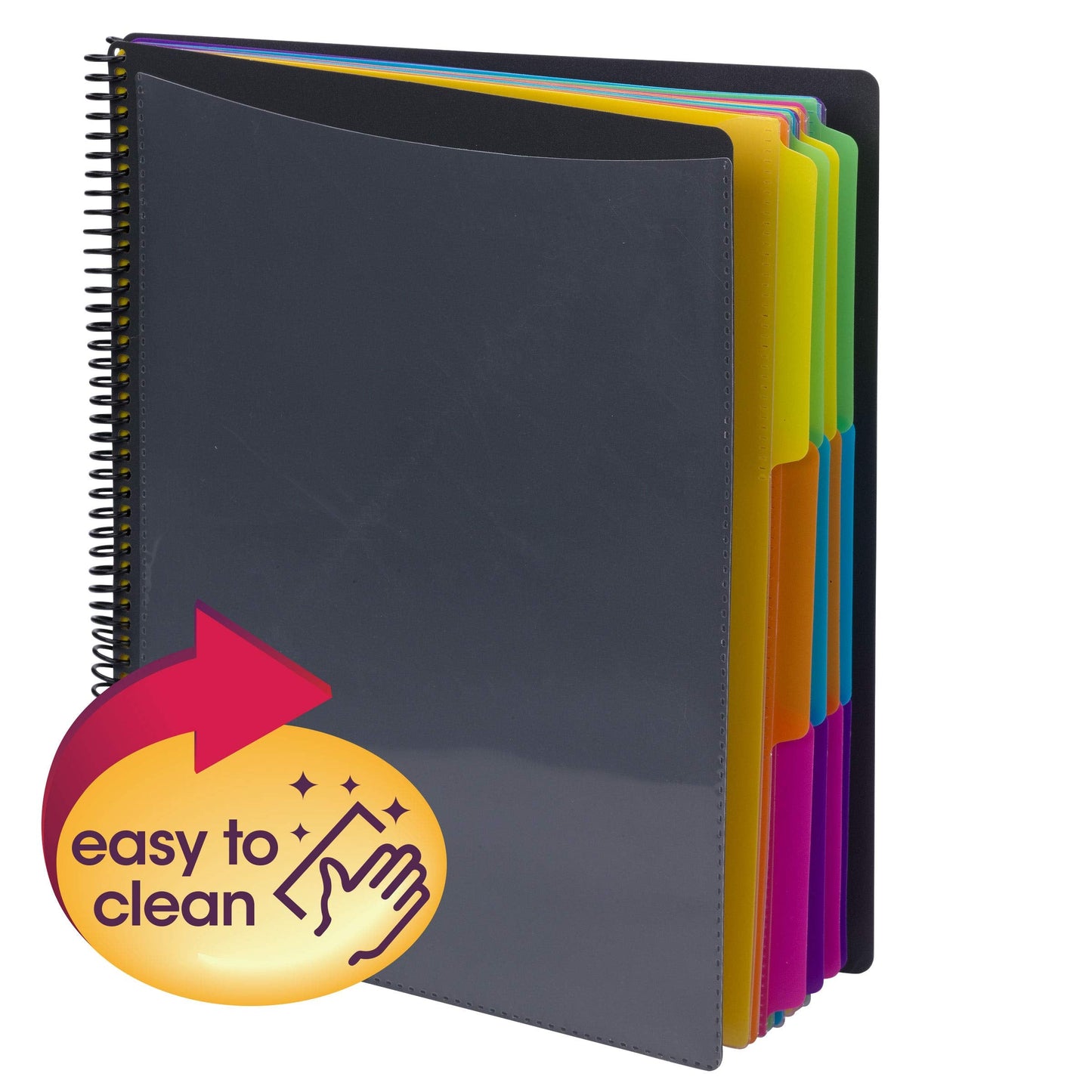Smead 24 Pocket Poly Project Organizer, 1/3-Cut Tab, Letter Size, Gray with Bright Colors (89206), (Pack of 10)