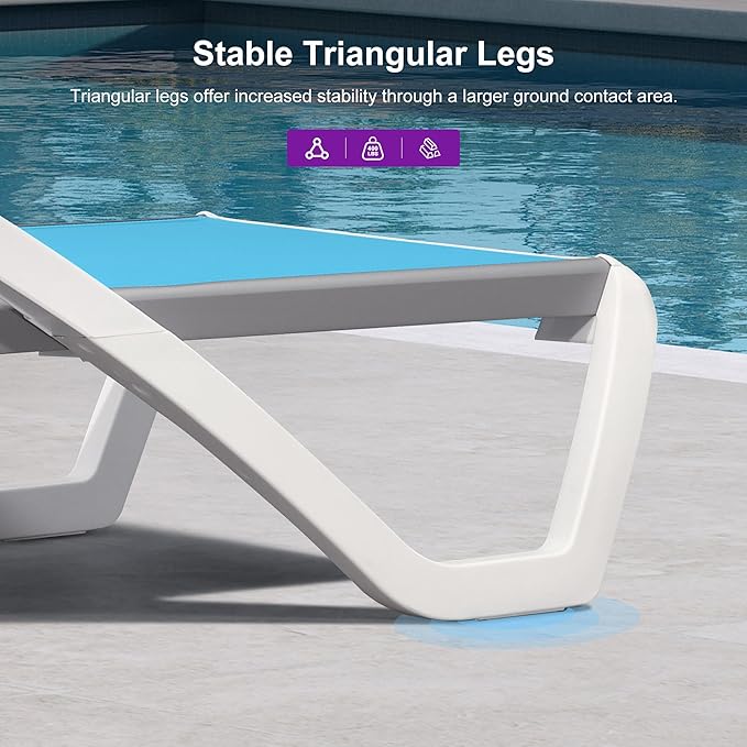PURPLE LEAF Patio Chaise Lounge Chair Set Outside Aluminum Plastic Stackable