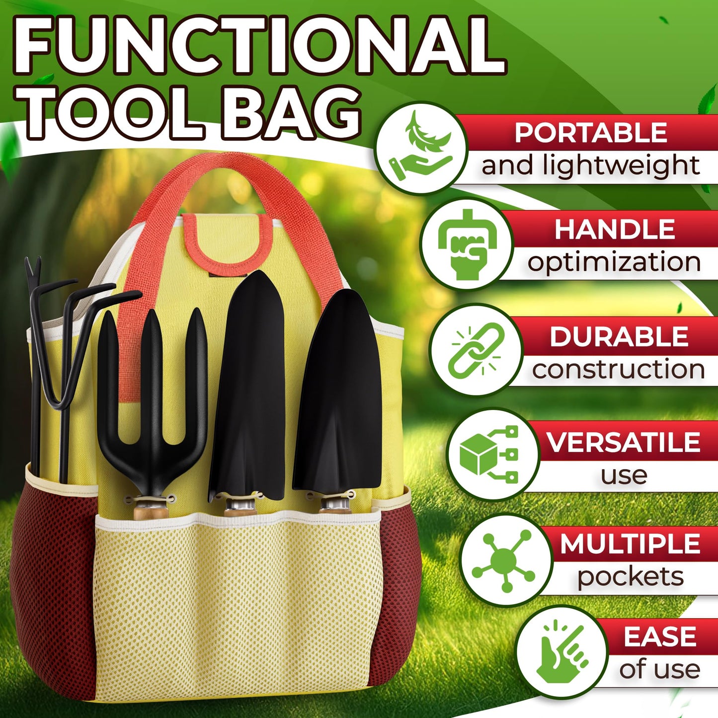 10 Pcs Gardening Tool Set for Women – All-in-One Garden Tools Set with Handy Tote Bag, Ergonomic Design & Rust-Resistant Steel – Gardening Tools for Women for Easy Garden Care & Gifts for Plant Lovers