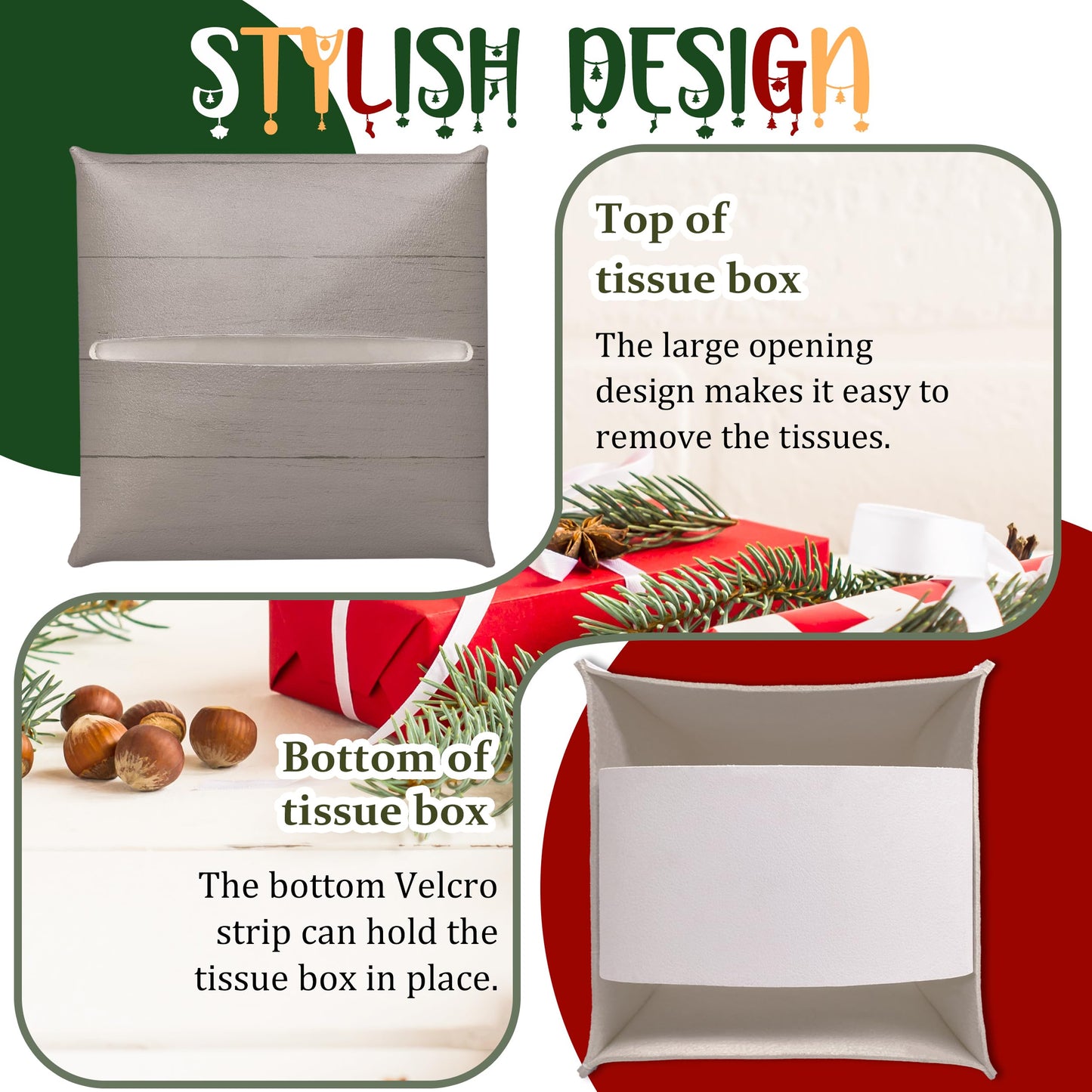 Brown Home Decor Tissue Box Cover Modern Square Leather Tissue Case Holder Gifts for Women Family and Friends, Decorative Holder/Organizer for Bathroom Kitchen Nightstand Office Home - B52