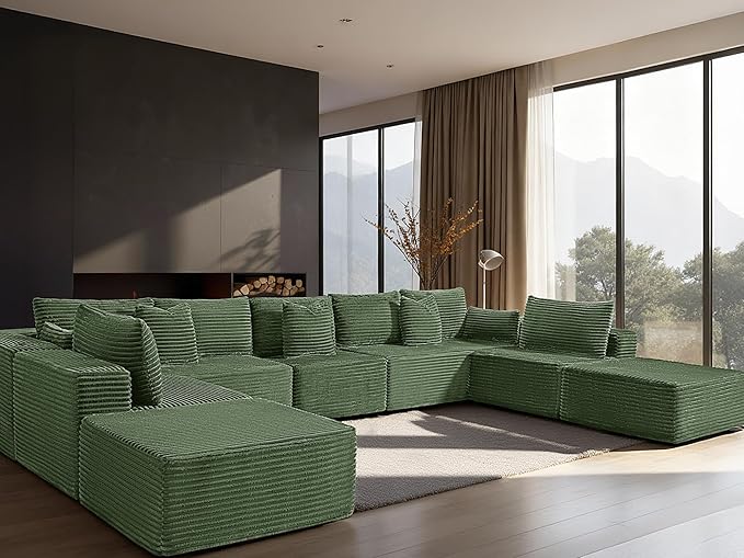 168" Cloud Sectional Couch, Comfort U Shaped Sofa
