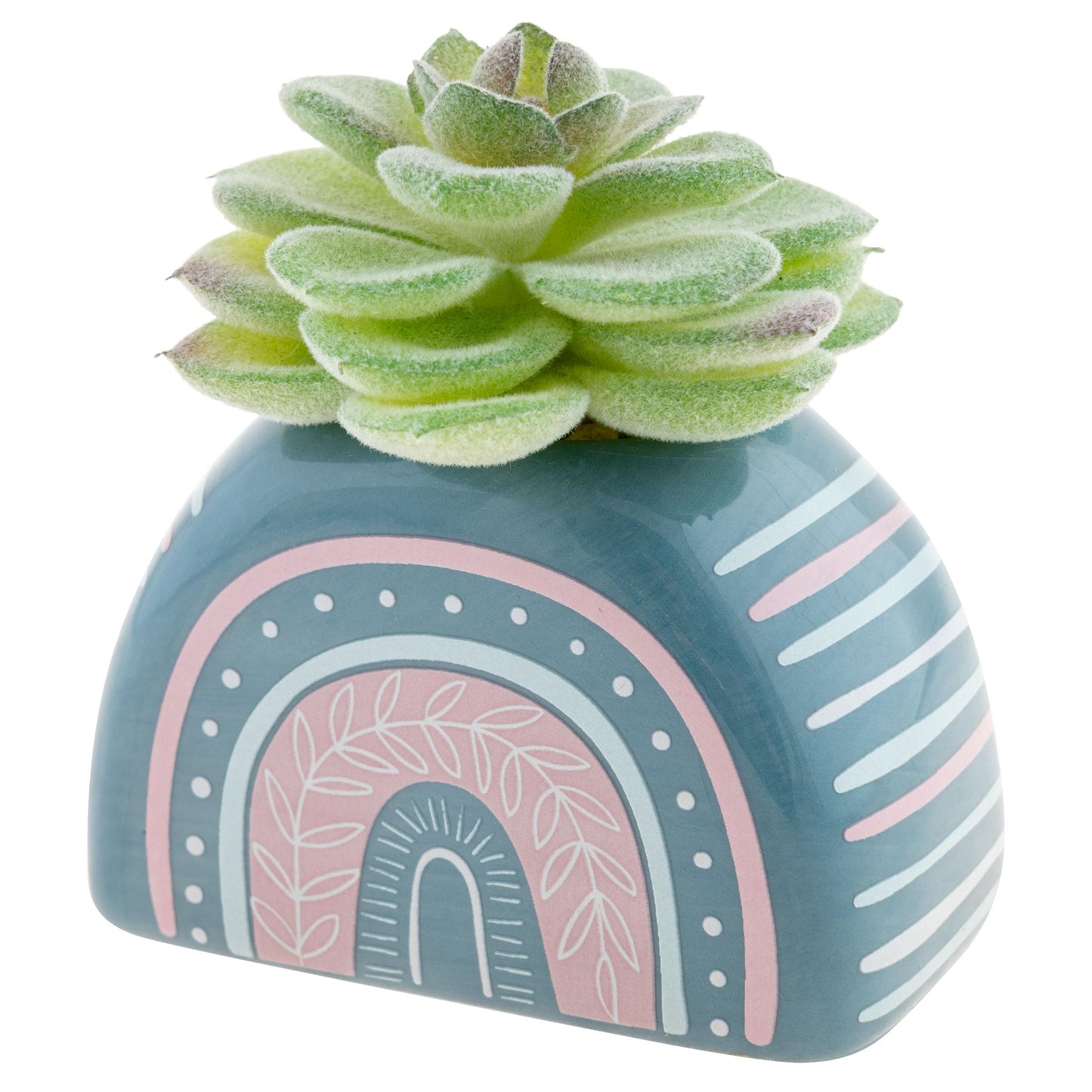 Karma, Shaped Succulent Pot, Faux Mini Ceramic Pot for Office & Home Decor - Rainbow