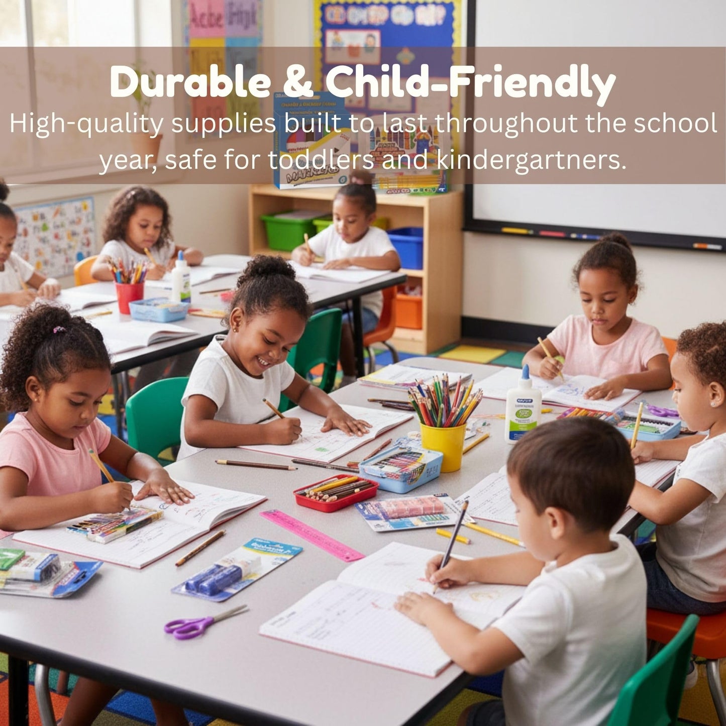 OMURA Learning Primary School Supplies Kit (K–2) – 56-Count Back-to-School Supply Box for Students | Composition Book, Ruler & Early Learning Essentials for Kindergarten School Supplies Color may Vary