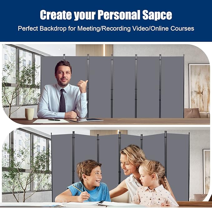 Room Divider 6FT Portable Room Dividers and Folding Privacy Screens, 6 Panel