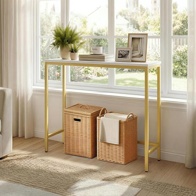 HOOBRO Narrow Console Table, 29.5" Small Entryway Table, Thin Sofa Table