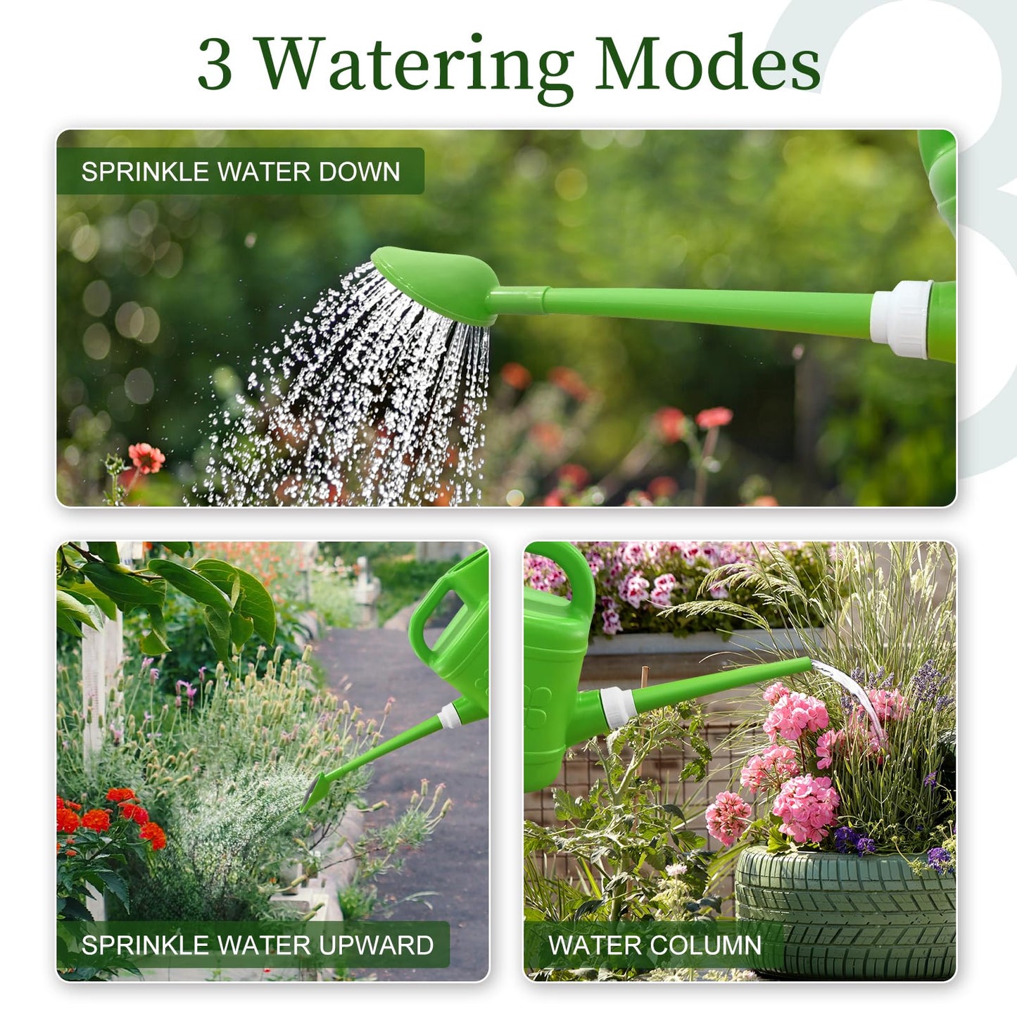 2 Gallon Watering Can for Outdoor Plants, Modern Watering Cans for House Plant Garden Flower, Plastic Watering Cans with Removable Nozzle and Long Spout