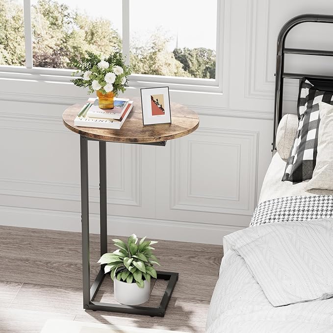 C Shaped End Table, Oval Couch Sofa Side Table