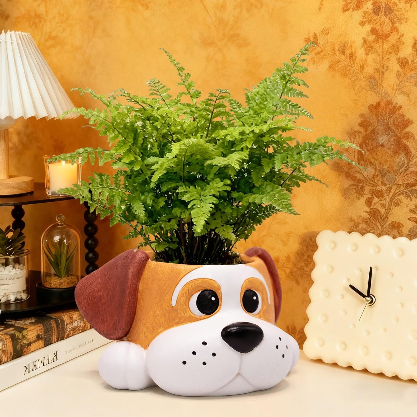 Toparad Dog Resin Planter Pot - Funny Animal Plant Pots for Home Office Decor, Cute Flower Pot with Drainage Hole for Indoor Outdoor Plants, Unique Succulent Pots Gift IdeaI for Plant Lovers