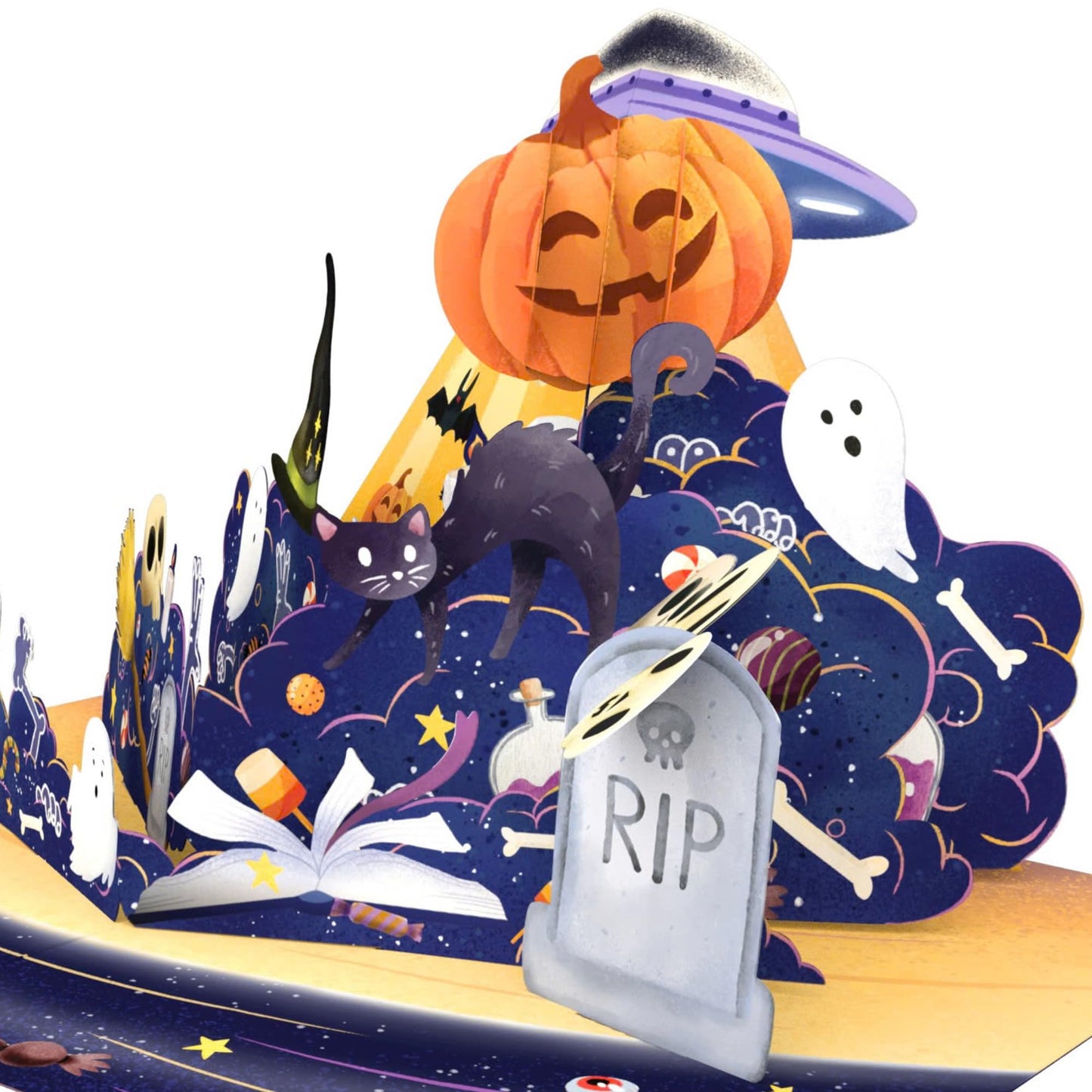 Paper Love Spooky Pop-Up Card | 3D Trick or Treat Halloween Greeting for Kids, Family, or Friends | 5" x 7" w/Envelope and Note Card