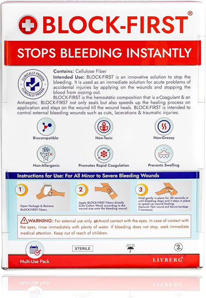 BLOCK-FIRST Advanced First Aid Kit– Stops Bleeding Instantly & Prevents Stitches, Emergency Trauma Medical Kit for Home, Car, Travel, Camping, Hiking, Office, Sports, Outdoor Survival, Multi-Use Pack