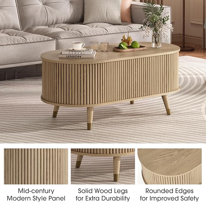 JOINICE 42.5" Oval Lift Top Coffee Table