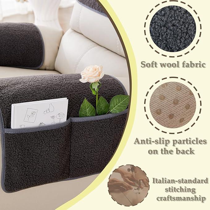 Armrest Covers - Arm Chair Covers Set of 3 Recliner Chair Covers,