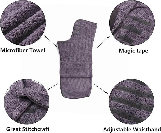 Geyecete Pineapple Grid Fast Drying Super Absorbent Dog Cat Bath Robe Towel - Gray, XL