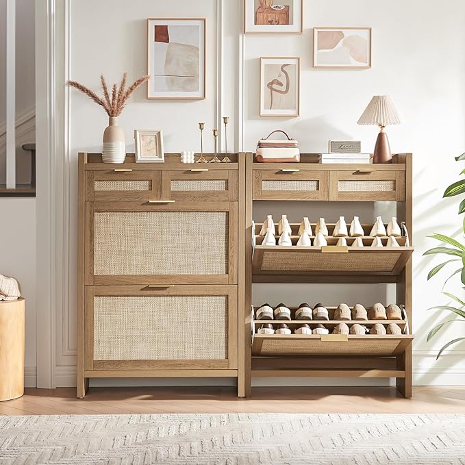HOKYHOKY Rattan Shoe Storage Cabinet