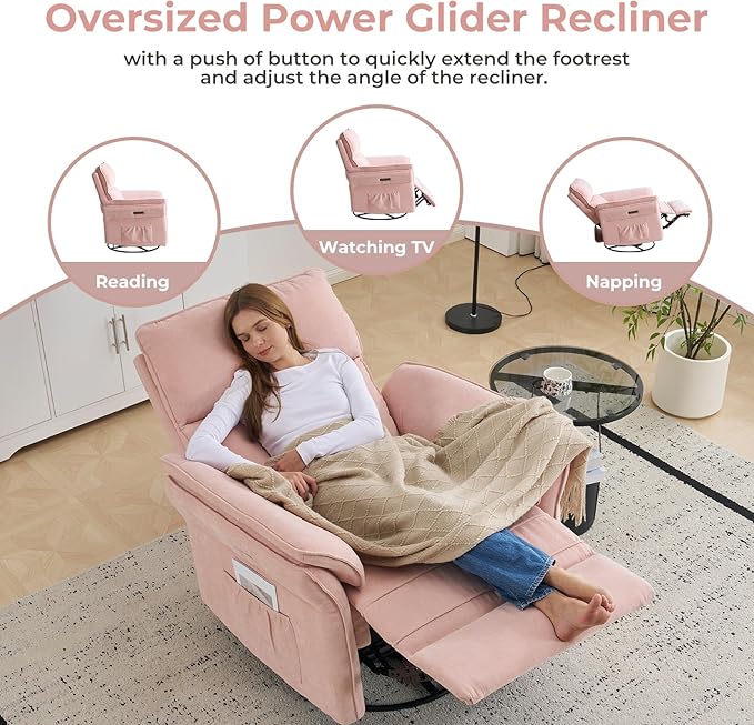 Oversized Power Recliner Chair Swivel Glider