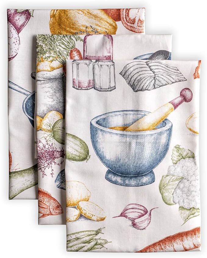 Maison d' Hermine Kitchen Towels Set of 3 100% Cotton 27.50" x 20" Reusable