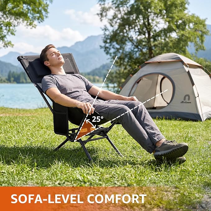 Armless Rocking Camping Chair for Adults, Portable Folding Outdoor Rocker