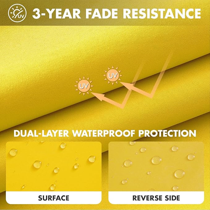 MIULEE Yellow Outdoor Seat Cushion 22x22 Inch Waterproof & 3 Year Fade