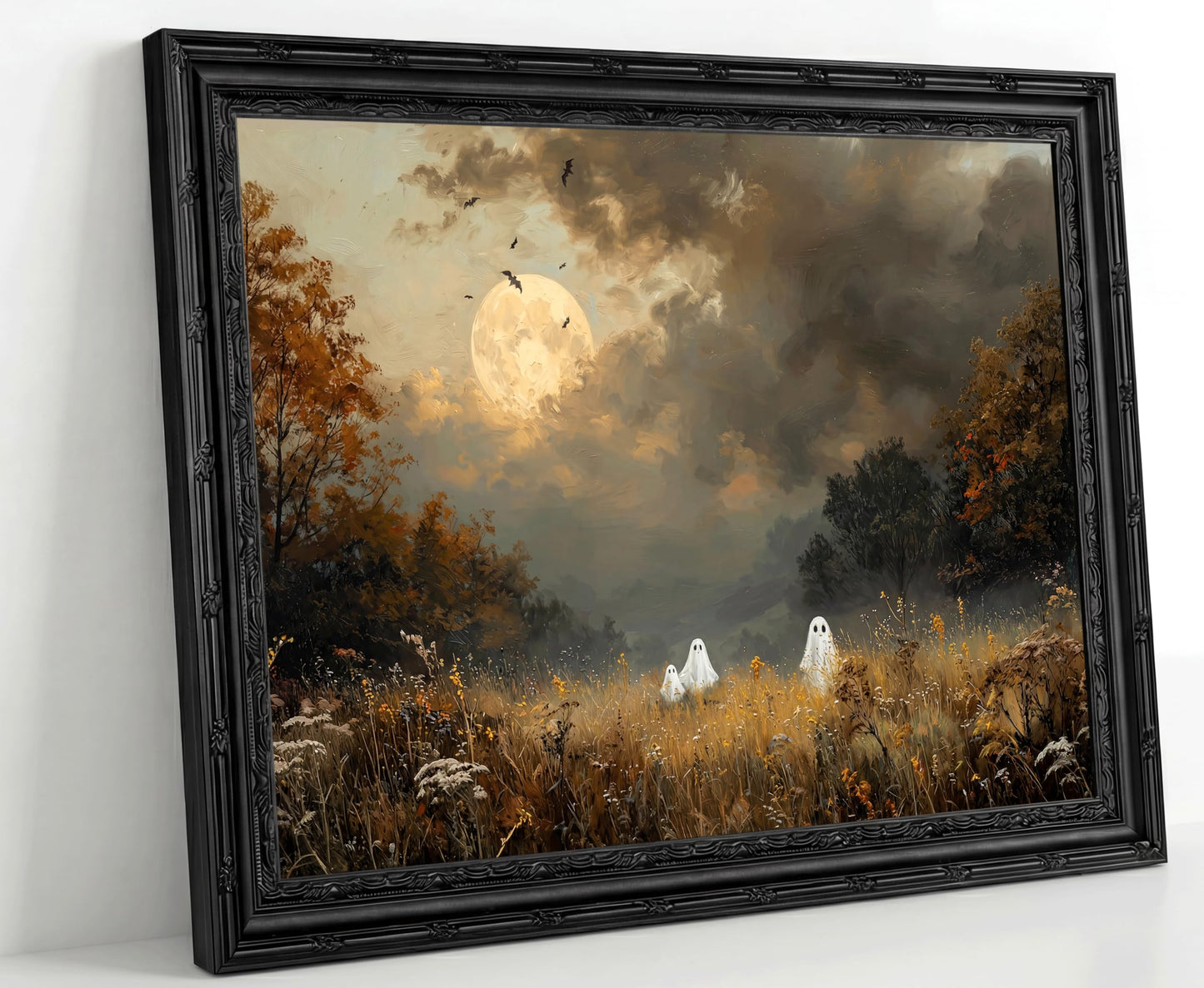 KYSNGMT Vintage Halloween Ghost Wall Art Moody Autumn Landscape Painting