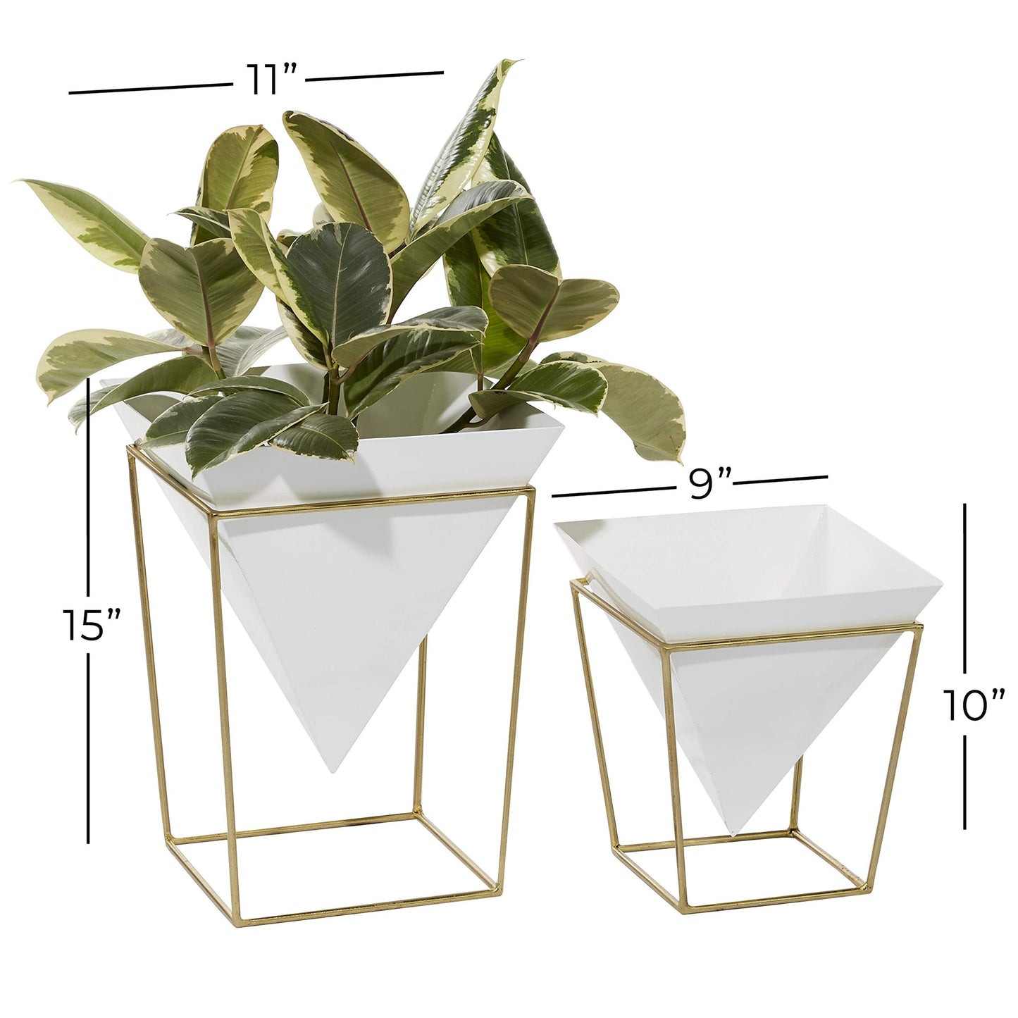 CosmoLiving by Cosmopolitan Metal Indoor Outdoor Planter with Removable Stand, Set of 2 14", 10"H, White