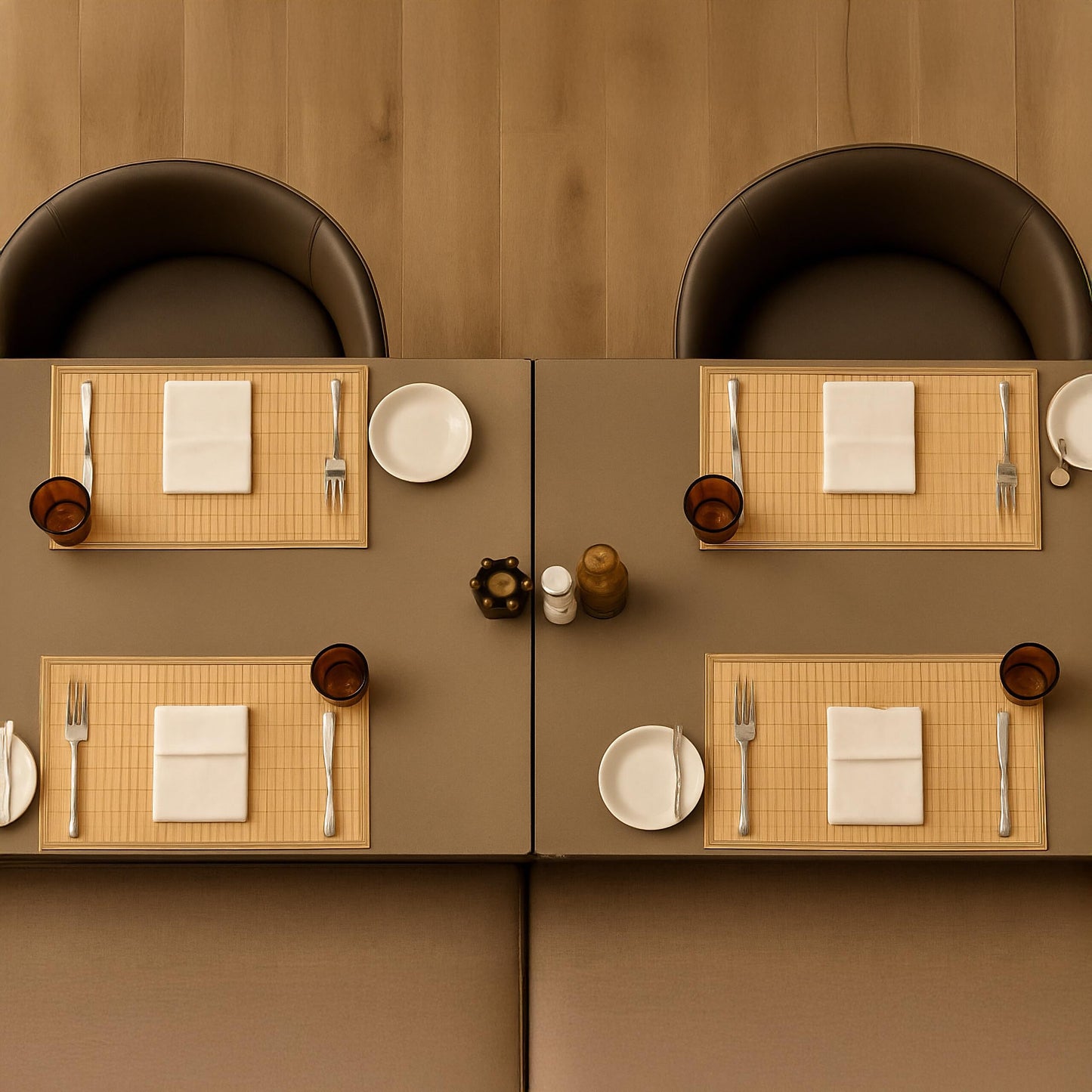 Relaxdays Table Set of 6 Place Mats, Bamboo, 6 Non-Slip Placemats, Washable, 30 x 45 cm, Natural Brown, Wood, 30 x 45 x 0.3 cm