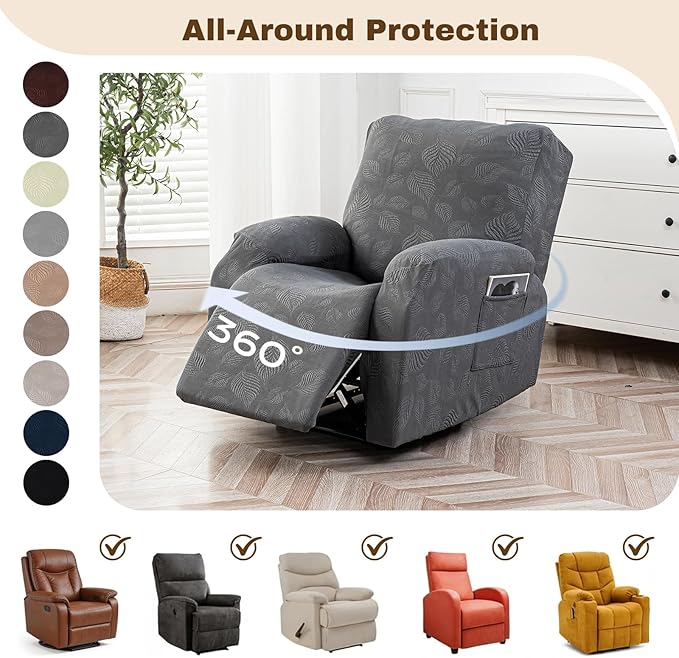 Gennia Recliner Chair Covers 3 Pieces Extra, Waterproof Jacquard Reclining