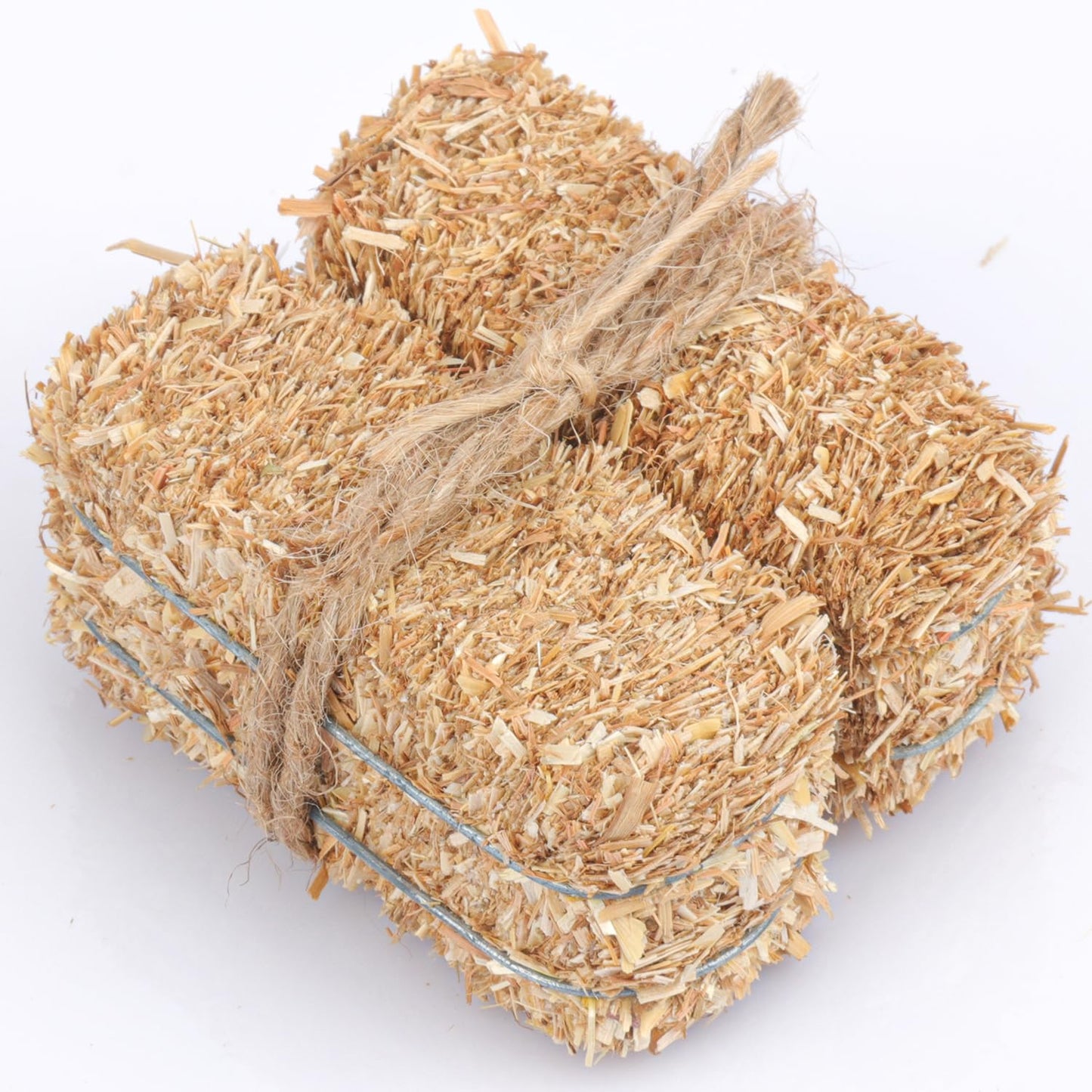 Yiksonyo 12 PCS Mini Decorative Hay Bales & 12 PCS Twisted Hemp Rope, Perfect for Table Centerpieces, Fall & Halloween Crafts, and Rustic Decor