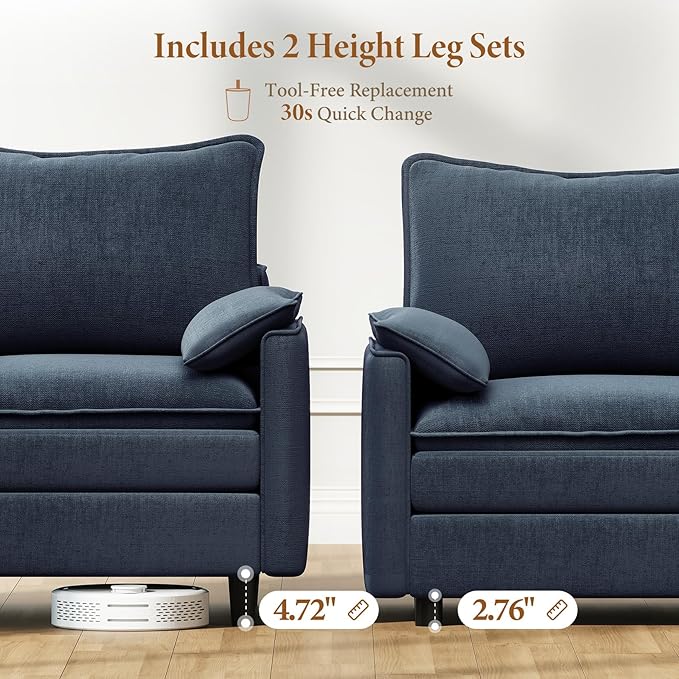 Vesgantti 108" Sectional Sleeper Sofa, 6-Seater Oversized Modular Cloud Couch