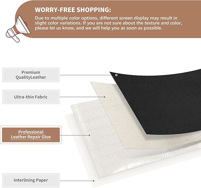 ONine Leather Repair Patch，Self-Adhesive Couch Patch，Multicolor Available