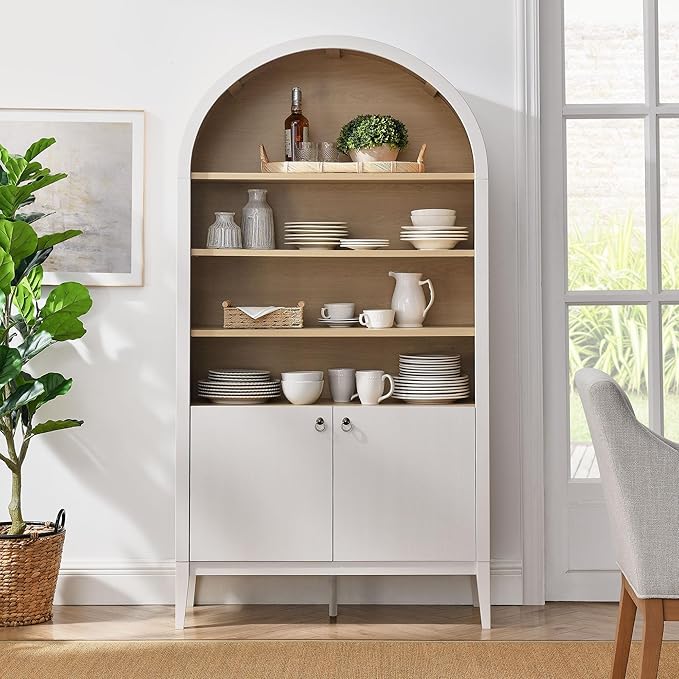 Modway Nolan Tall Arched Storage Display Cabinet in Ivory