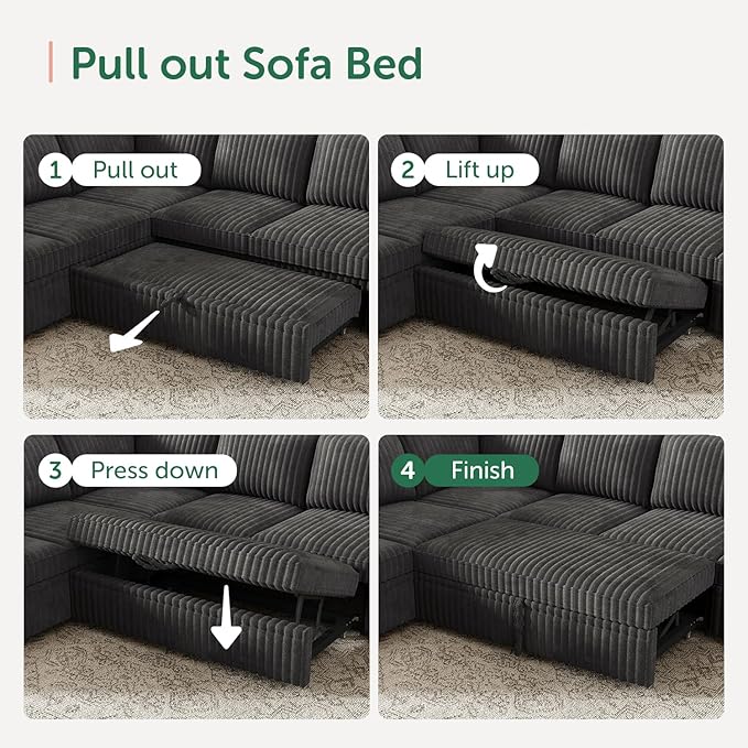 HONBAY Modular Sectional Sleeper Sofa