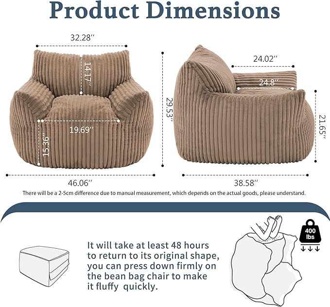 Giant Plush Bean Bag Chair for Adults
