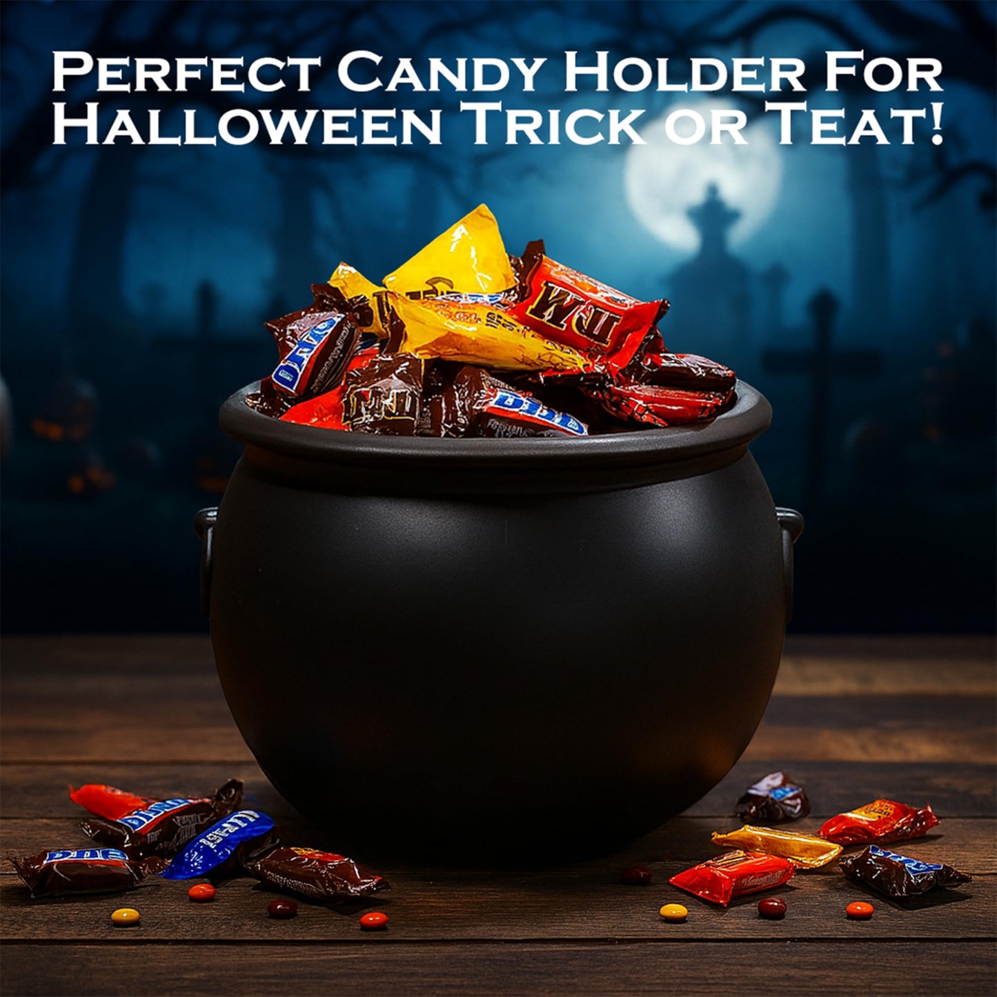 Evergreen Garden Cauldron Witch Pot Candy Holder Bowl Bucket for Trick-or-Treat, Flower Plant Pot, Indoor/Outdoor Halloween Witches Decoration for Party Home Office Desk (Witch Cauldron)