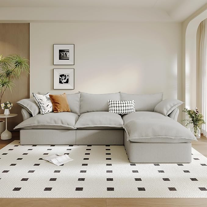 Cloud Sectional Sofa, 114.2" Large L Shape Convertible Modular Couch, Down Fill
