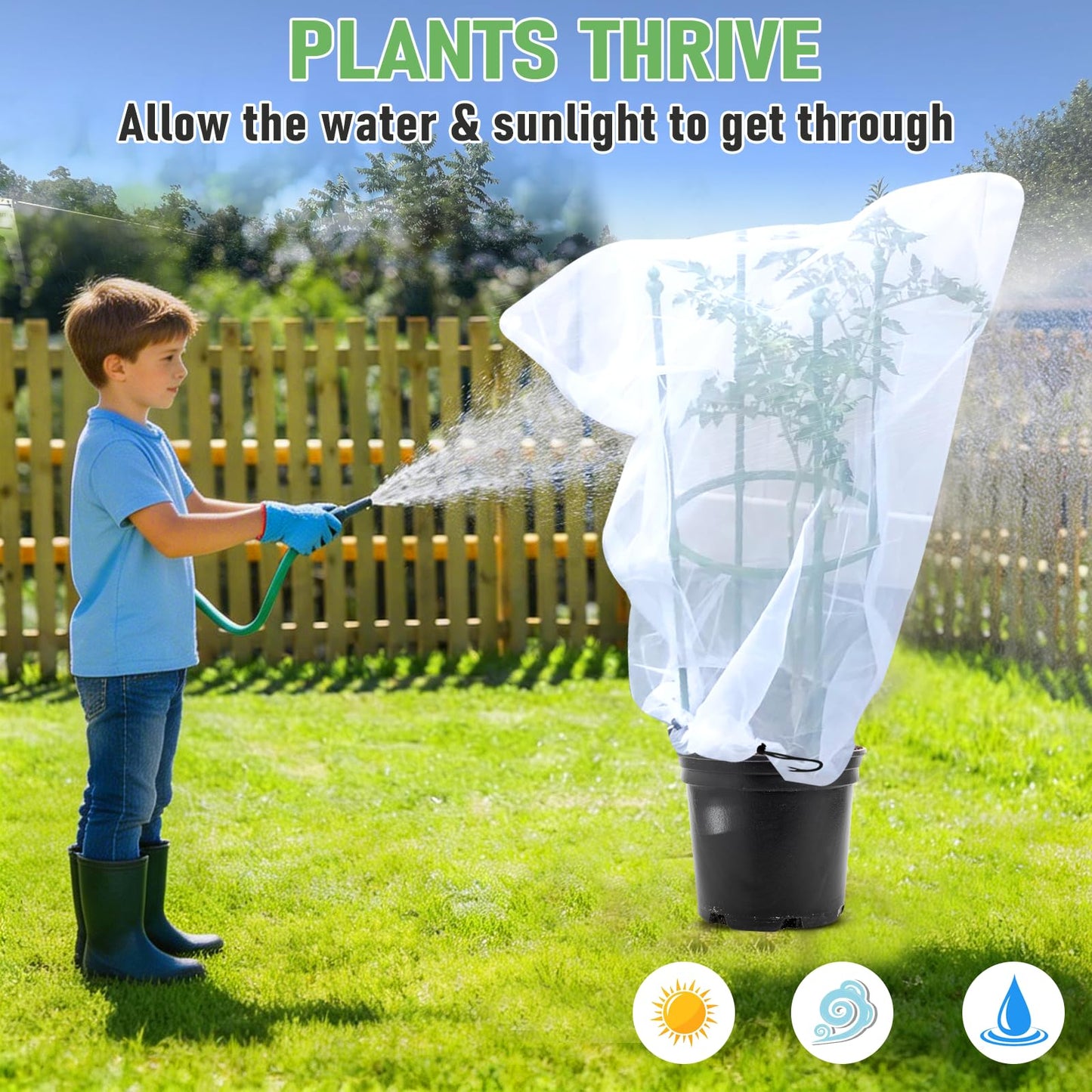 YUYIUS Fruit Tree Netting, Plant Mesh Netting for Garden Protection, Blueberry Bush Insect Netting Cover as Garden Pest Barrier from Cicadas, Bug, Bird (2.6x3.3 FT, 4Pcs, with Drawstring Design)