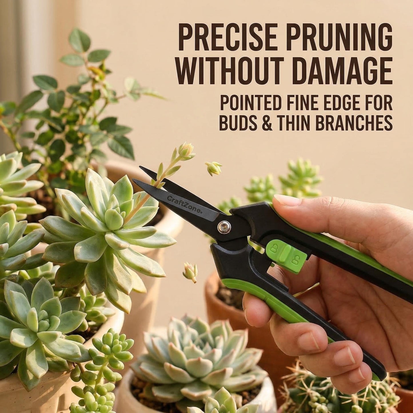 CRAFTZONE Garden Pruning Shears 2 Pack 8" Bypass Plant Shears & 6.25" Advanced Garden Scissors Garden Hand Tools for Trimming Flowers Cutting Plants Gathering Fruit