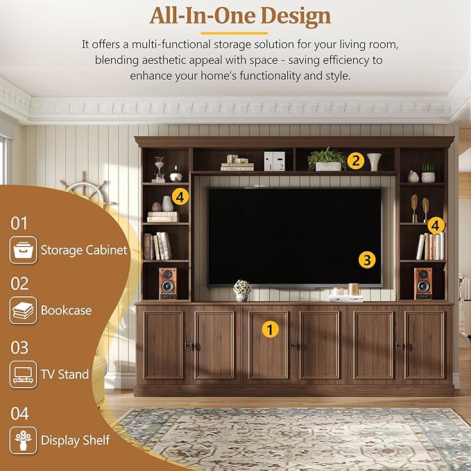 Merax 97.4" W Wall Unit Entertainment Center, TV Stand