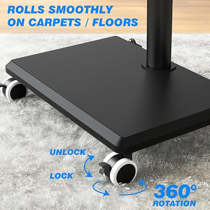 Rfiver Rolling TV Stand for 32 to 55 60 Inch TVs up to 88lbs, Height Adjustable