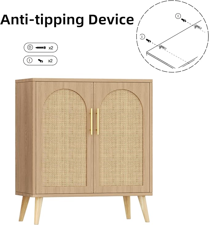 15.7"D Rattan Buffet Sideboard Cabinet