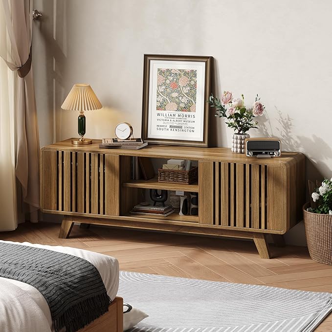 ONBRILL 63-Inch TV Stand for TVs up to 75 Inch, Mid-Century Modern Television