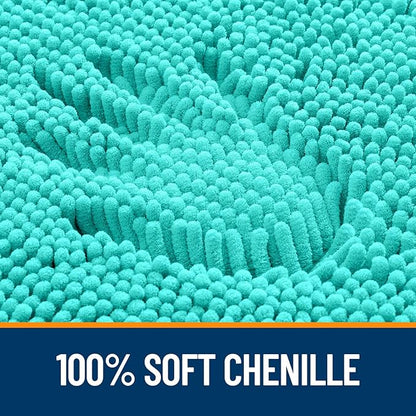 OLANLY Large Bathroom Rugs 40x24, Extra Soft Absorbent Chenille Bath Rugs, Rubber Backing Quick Dry, Machine Washable Bath Mats for Bathroom Floor, Tub and Shower, Home Decor Accessories, Teal