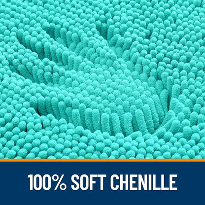 OLANLY Large Bathroom Rugs 44x32, Extra Soft Absorbent Chenille Bath Rugs, Rubber Backing Quick Dry, Machine Washable Bath Mats for Bathroom Floor, Tub and Shower, Home Decor Accessories, Teal