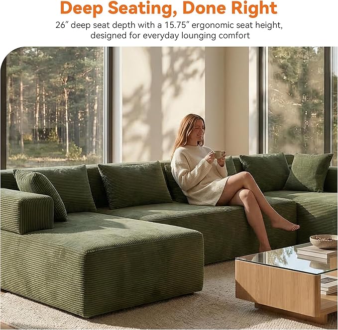 MONVANE 141" U Shaped Cloud Sectional Couch